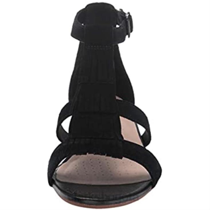 Clarks 0DX8L2840 Sandalia con cuña Clarks Abigail Sun de ante negro para mujer mujer ante negro