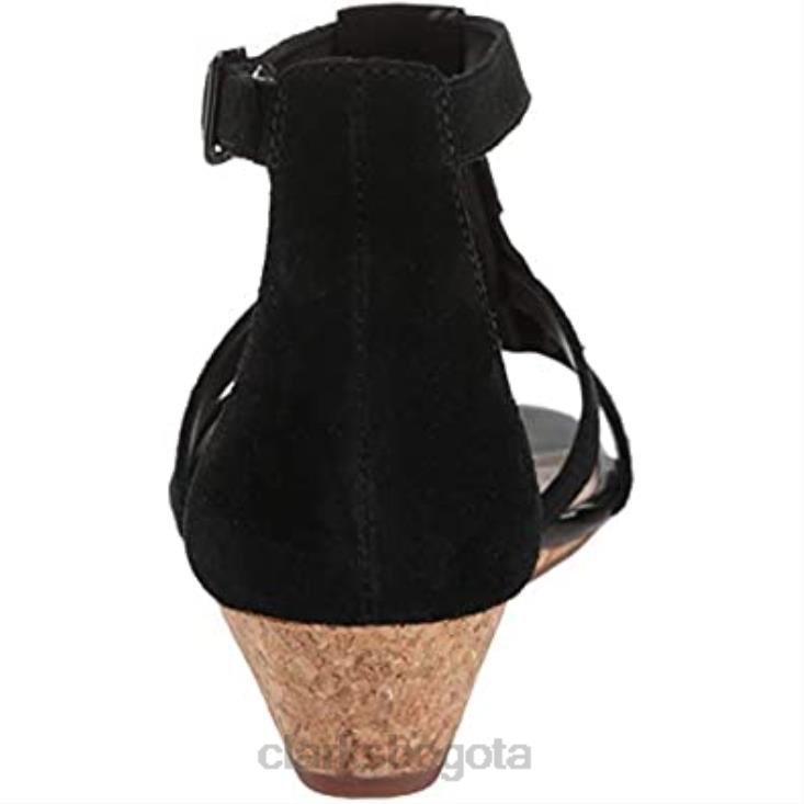 Clarks 0DX8L2840 Sandalia con cuña Clarks Abigail Sun de ante negro para mujer mujer ante negro