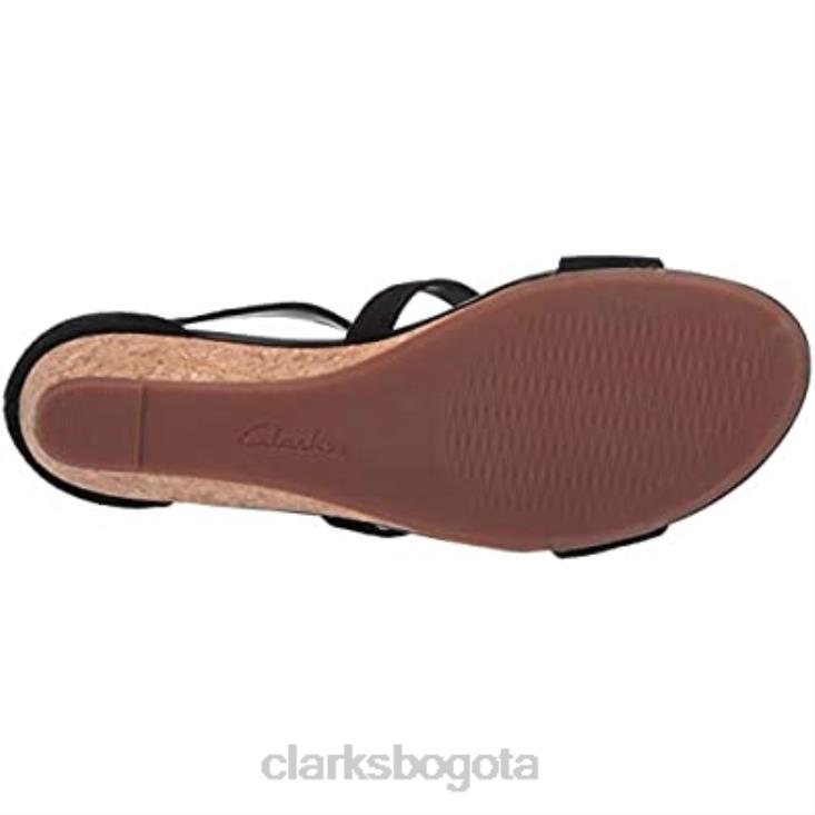 Clarks 0DX8L2840 Sandalia con cuña Clarks Abigail Sun de ante negro para mujer mujer ante negro