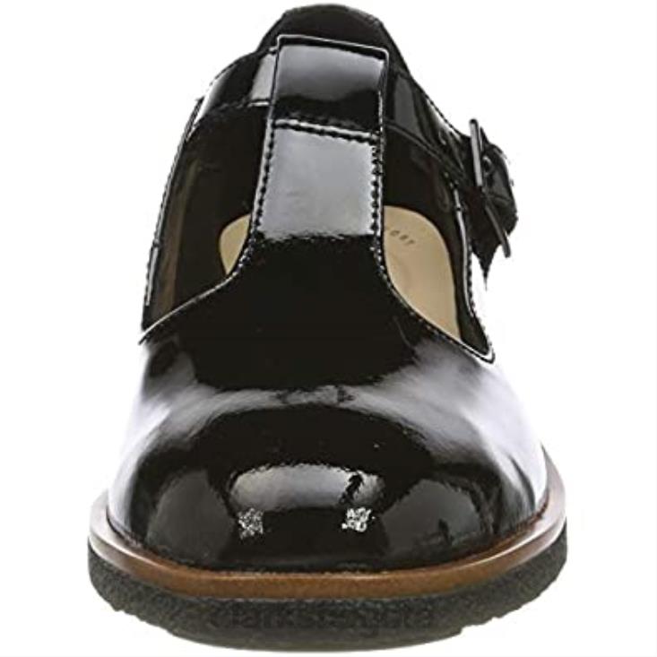 Clarks 0DX8L2841 Sandalias Clarks Griff Town con barra en forma de T para mujer en negro mujer palmadita negra palmadita negra