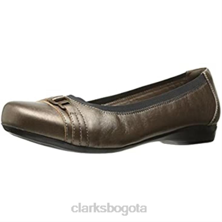 Clarks 0DX8L2843 Zapatos planos clarks kinzie light de piel peltre para mujer mujer cuero peltre