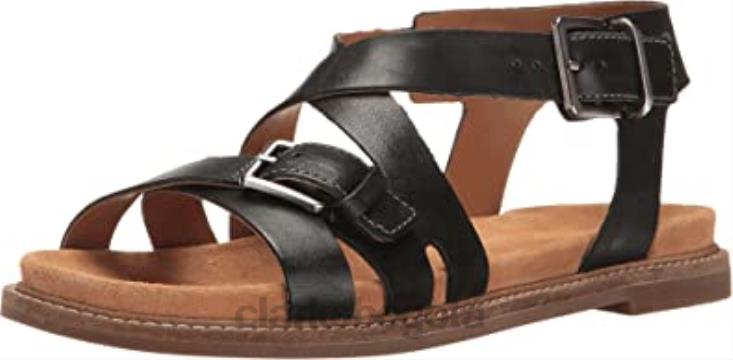 Clarks 0DX8L2851 Clarks de piel negra con plataforma Corsio Bambi para mujer mujer cuero negro