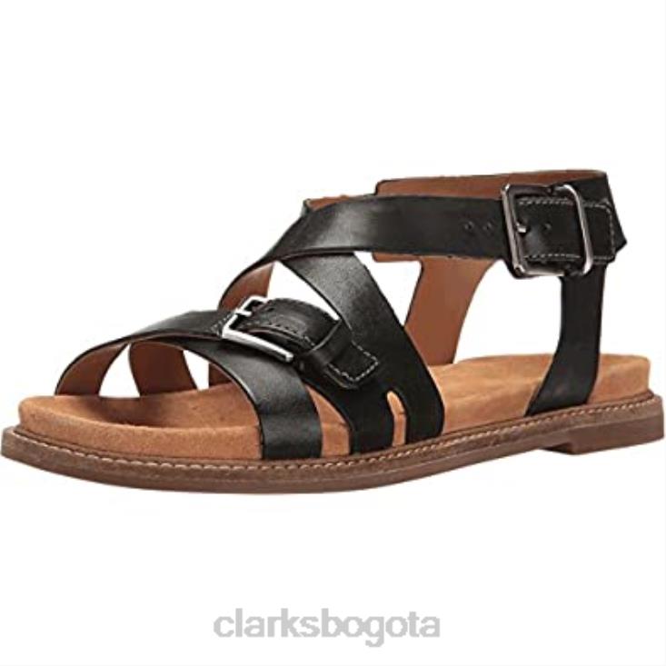 Clarks 0DX8L2851 Clarks de piel negra con plataforma Corsio Bambi para mujer mujer cuero negro