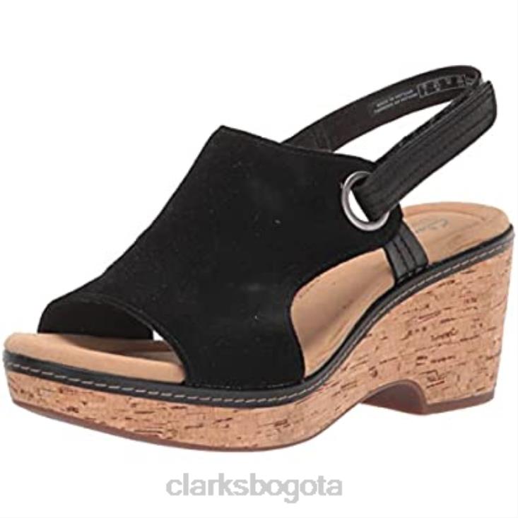 Clarks 0DX8L2856 Sandalia de cuña clarks giselle sea de ante negro para mujer mujer ante negro