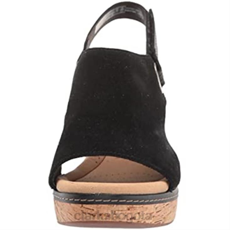 Clarks 0DX8L2856 Sandalia de cuña clarks giselle sea de ante negro para mujer mujer ante negro