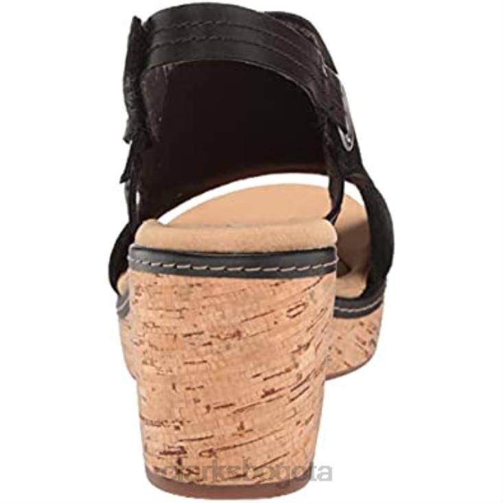 Clarks 0DX8L2856 Sandalia de cuña clarks giselle sea de ante negro para mujer mujer ante negro