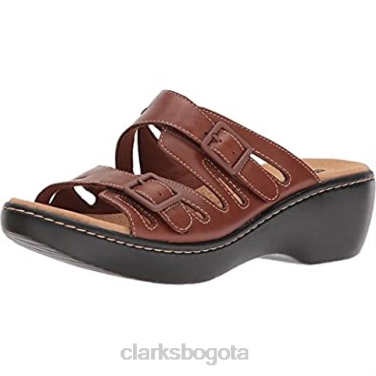 Clarks 0DX8L2864 Clarks Delana Liri Platform de cuero tostado oscuro para mujer mujer cuero bronceado oscuro