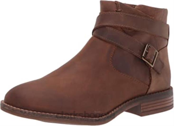 Clarks 0DX8L2866 Botín clarks camzdime de mujer de piel color tostado oscuro mujer cuero bronceado oscuro