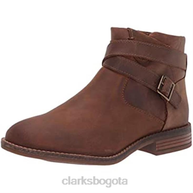 Clarks 0DX8L2866 Botín clarks camzdime de mujer de piel color tostado oscuro mujer cuero bronceado oscuro