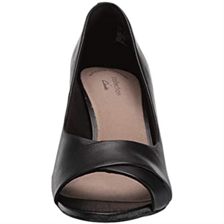 Clarks 0DX8L288 Zapatos de salón clarks alice fern de piel negra para mujer mujer cuero negro