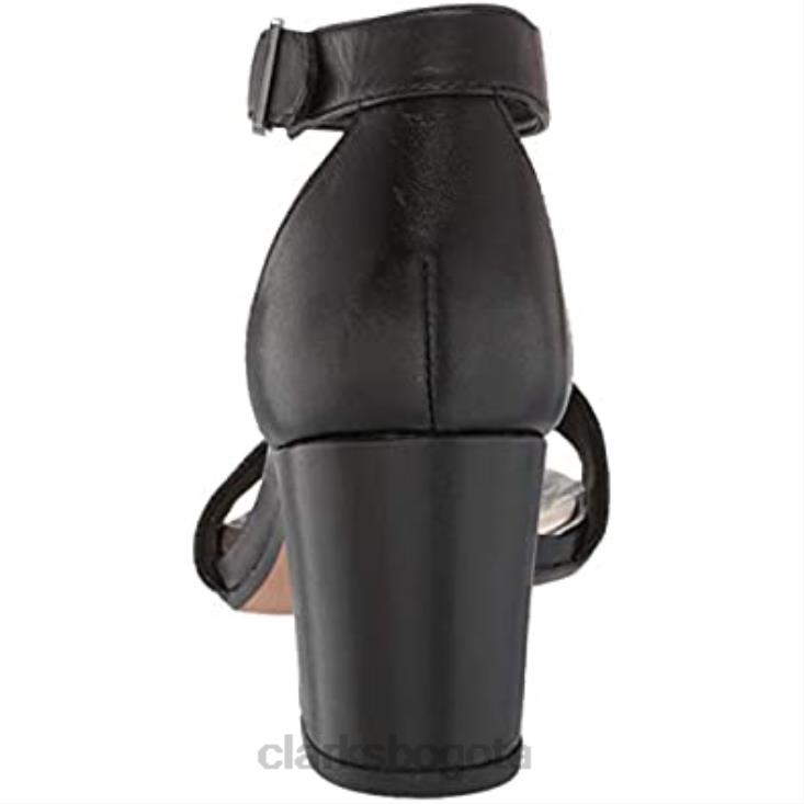Clarks 0DX8L2882 Sandalias de tacón clarks jocelynne cam de mujer en combinación de cuero negro interés mujer