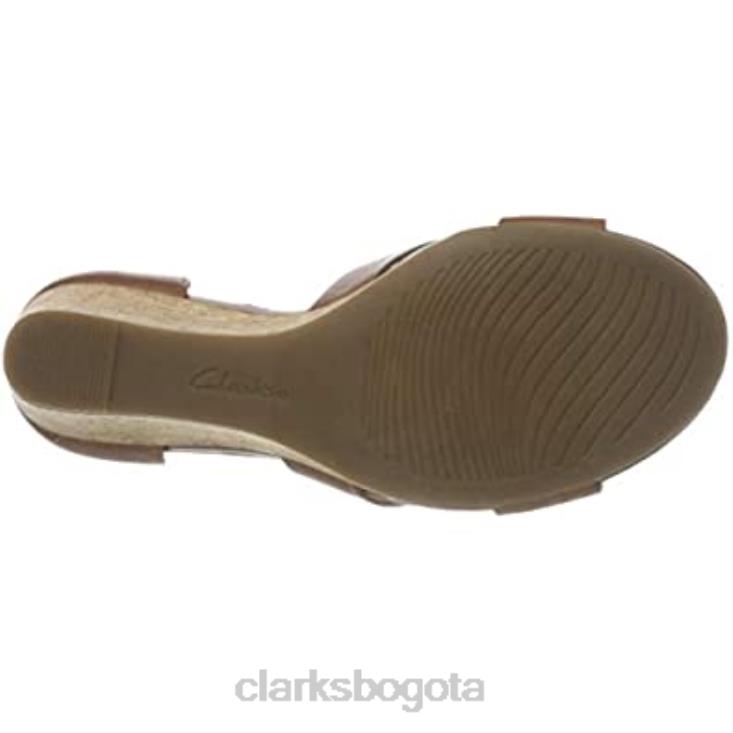 Clarks 0DX8L2888 Sandalia de tacón Clarks Margee Gracie de piel color canela para mujer mujer cuero marrón