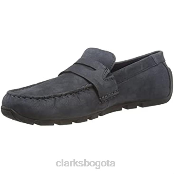 Clarks 0DX8L289 Mocasín Clarks Oswick Bar de nubuck azul marino para hombre hombres nubuck azul marino