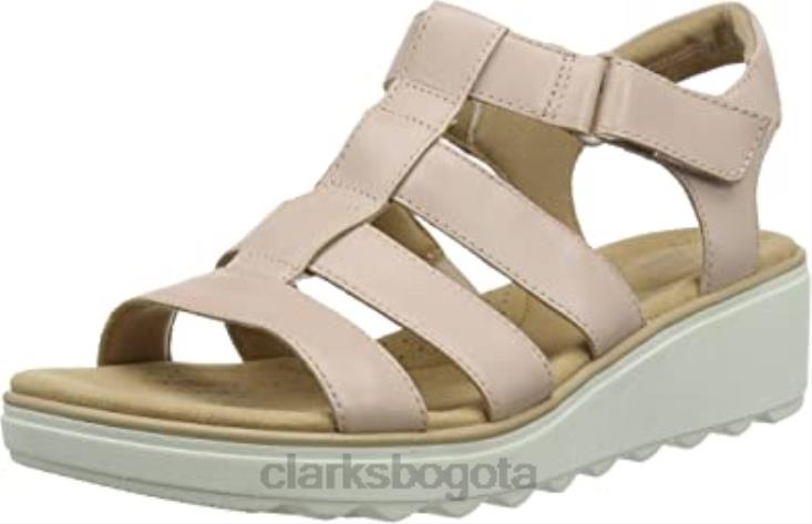 Clarks 0DX8L2893 sandalia con cuña de cuarzo jillian para mujer clarks de cuero rosa polvoriento mujer cuero rosa polvoriento