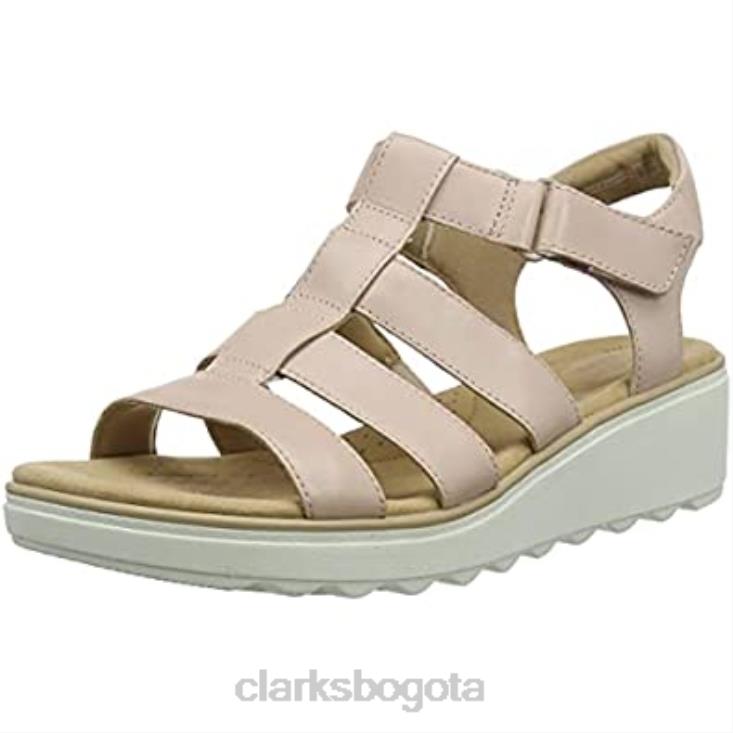 Clarks 0DX8L2893 sandalia con cuña de cuarzo jillian para mujer clarks de cuero rosa polvoriento mujer cuero rosa polvoriento
