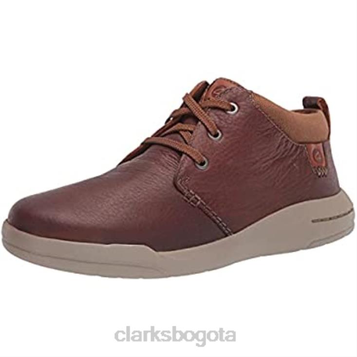 Clarks 0DX8L2898 Botas clarks driftway mid chukka de cuero color canela oscuro para hombre hombres