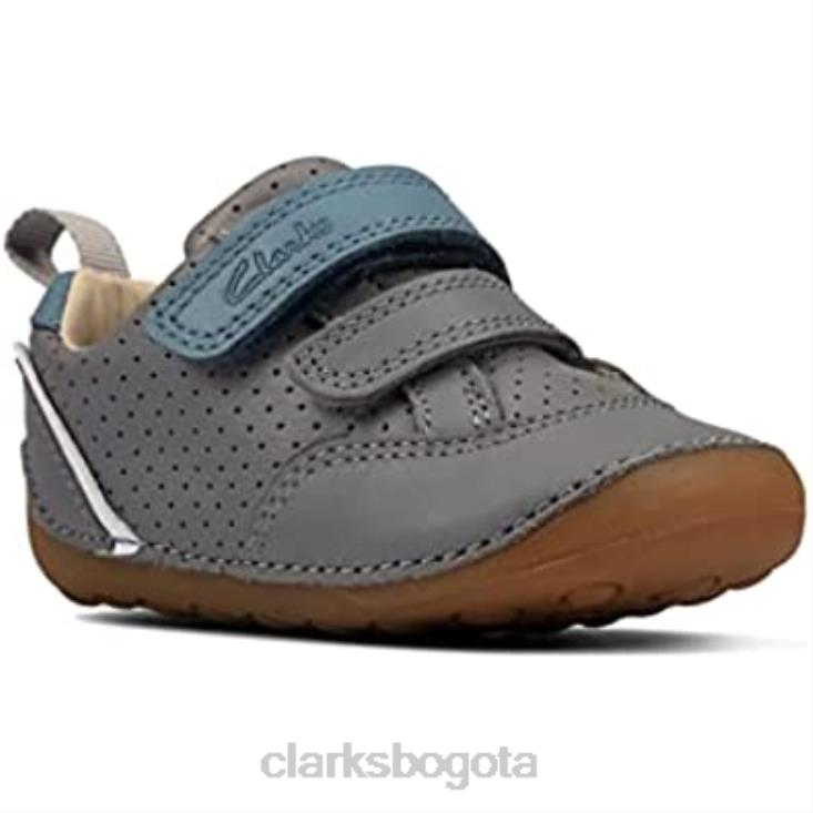 Clarks 0DX8L2903 ti ny sky zapatos de cuero para niños pequeños clarks grises niños