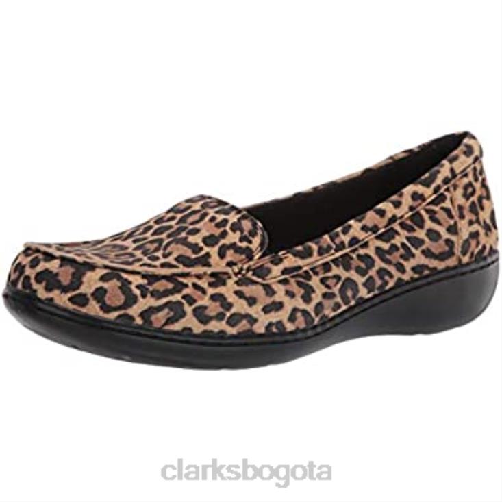 Clarks 0DX8L2907 Mocasines clarks ashland jam de ante de leopardo tostado para mujer mujer gamuza de leopardo bronceado