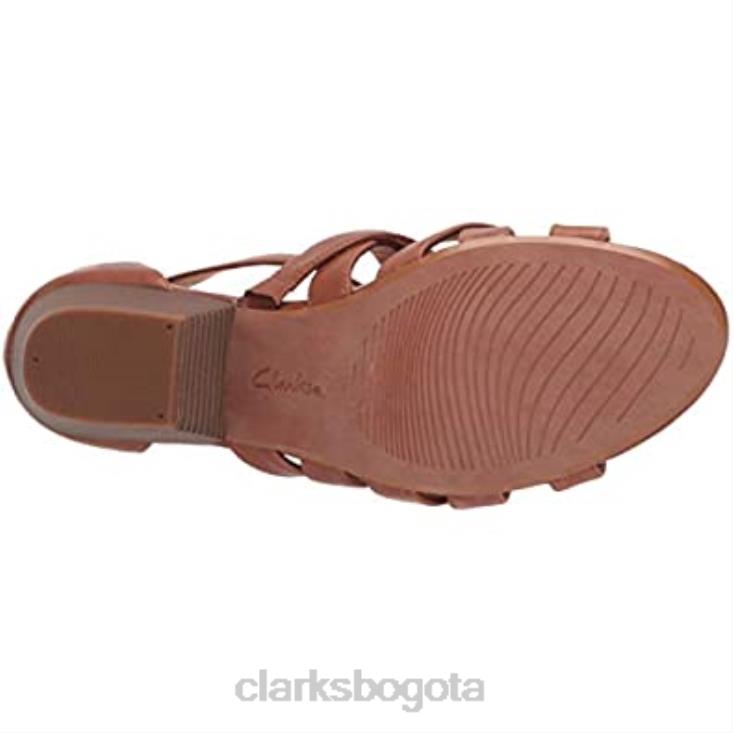 Clarks 0DX8L2912 Sandalia de tacón Clarks Lorene Pop de piel color canela para mujer mujer cuero marrón
