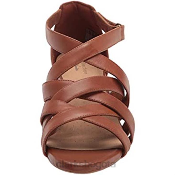 Clarks 0DX8L2913 Sandalias de tacón Clarks Lorene Pop de piel color canela para mujer mujer