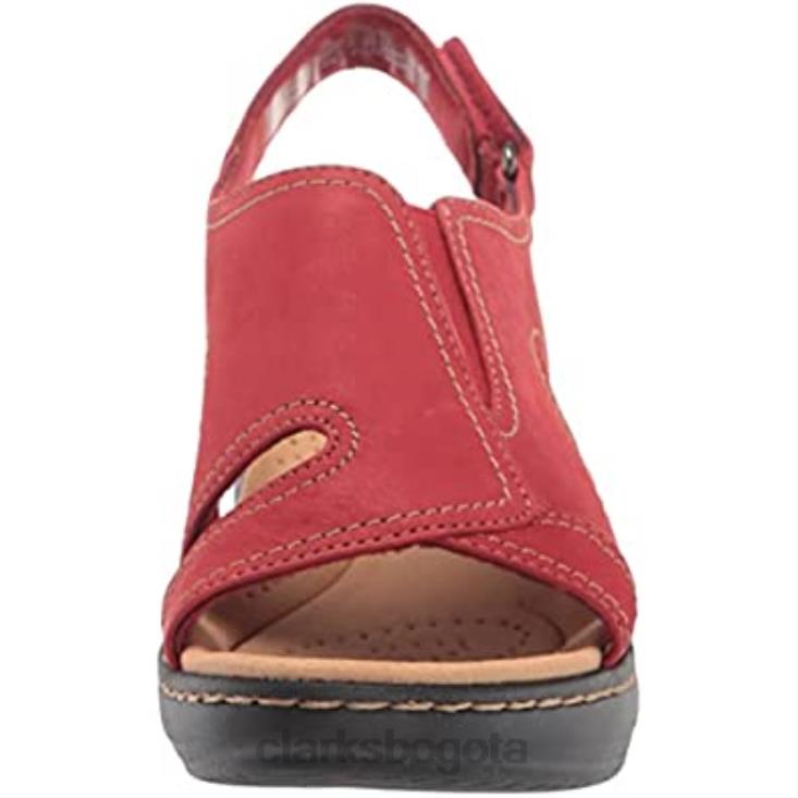 Clarks 0DX8L2920 Sandalia de cuña estilo merliah clarks de piel roja para mujer mujer cuero rojo