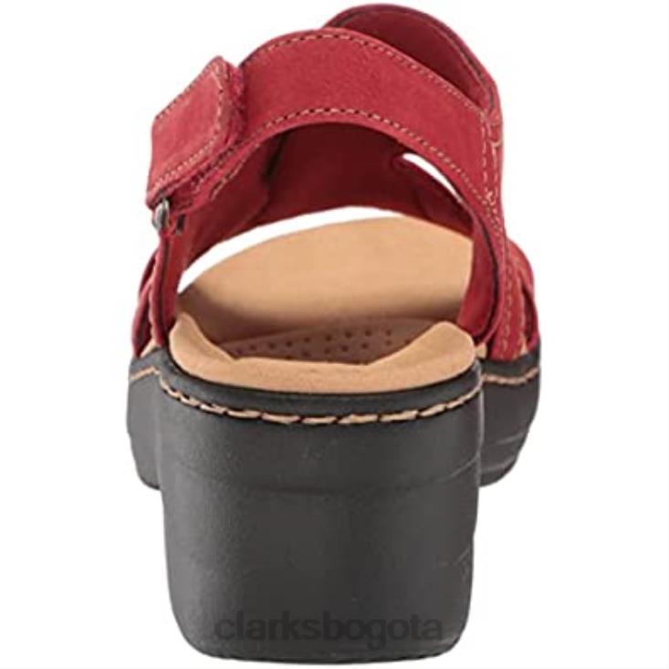 Clarks 0DX8L2920 Sandalia de cuña estilo merliah clarks de piel roja para mujer mujer cuero rojo