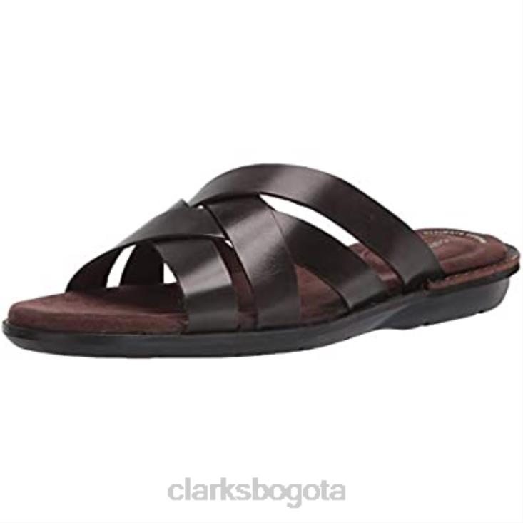 Clarks 0DX8L2921 Sandalia Clarks de cuero marrón oscuro para hombre con tejido Ellison hombres cuero marrón oscuro