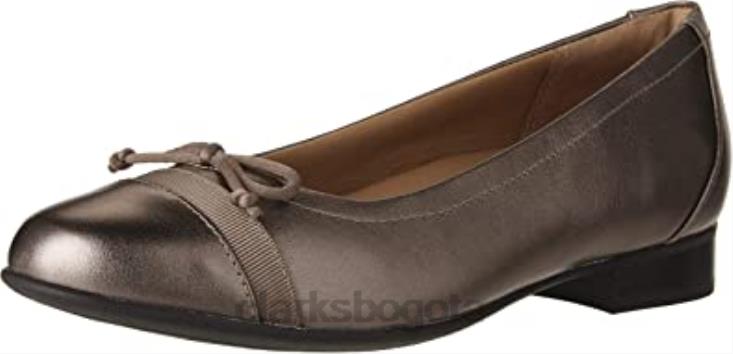 Clarks 0DX8L2955 mocasines clarks un blush lo de cuero metalizado guijarro para mujer mujer cuero metalizado guijarro
