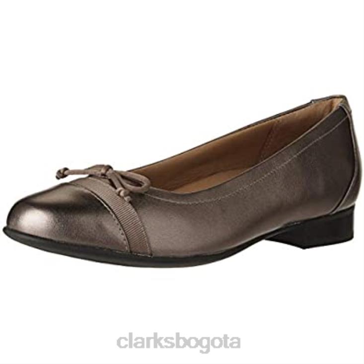 Clarks 0DX8L2955 mocasines clarks un blush lo de cuero metalizado guijarro para mujer mujer cuero metalizado guijarro