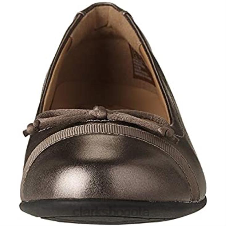 Clarks 0DX8L2955 mocasines clarks un blush lo de cuero metalizado guijarro para mujer mujer cuero metalizado guijarro