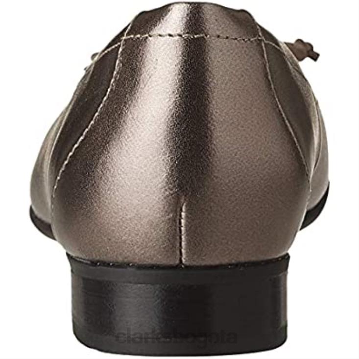 Clarks 0DX8L2955 mocasines clarks un blush lo de cuero metalizado guijarro para mujer mujer cuero metalizado guijarro