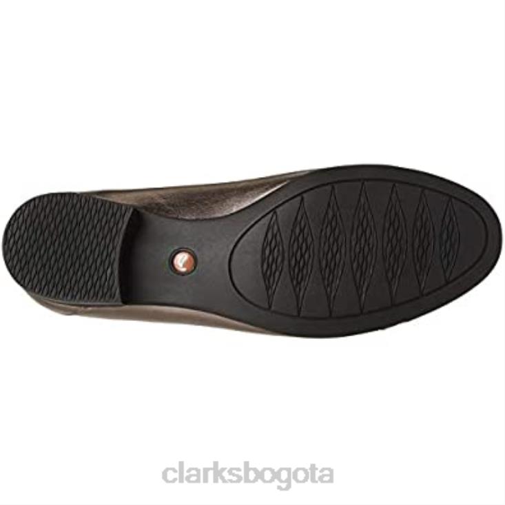 Clarks 0DX8L2955 mocasines clarks un blush lo de cuero metalizado guijarro para mujer mujer cuero metalizado guijarro
