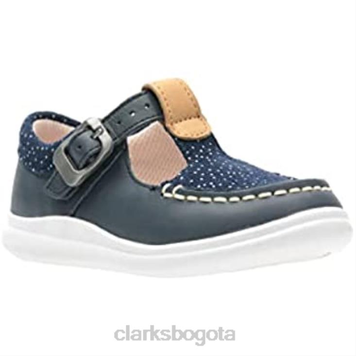 Clarks 0DX8L298 Zapatillas bajas de niña clarks cloud rosa t piel azul marino niños cuero azul marino