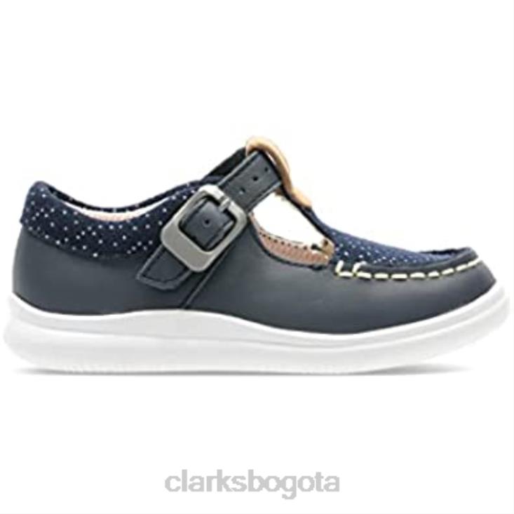Clarks 0DX8L298 Zapatillas bajas de niña clarks cloud rosa t piel azul marino niños cuero azul marino