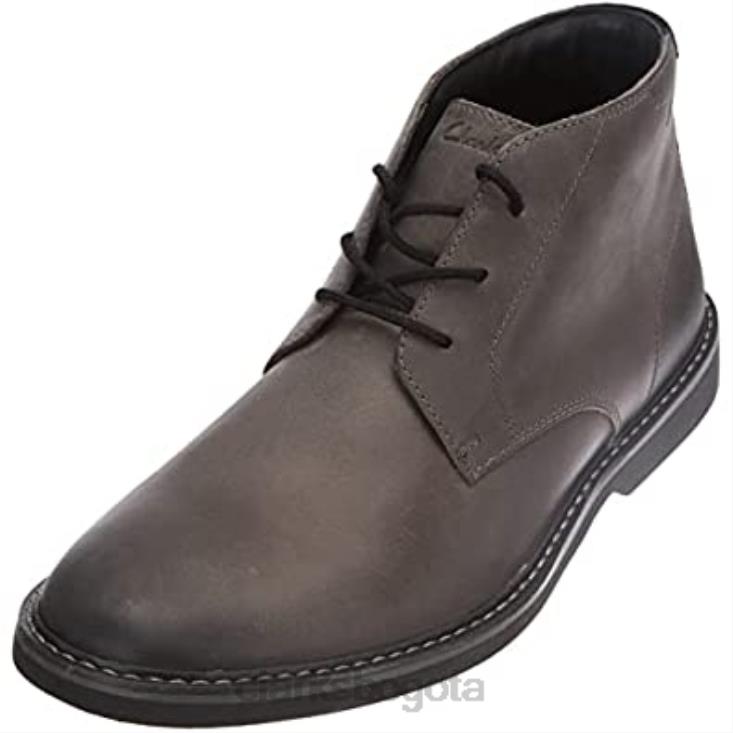 Clarks 0DX8L2993 Botas chukka medias atticuslt de cuero gris oscuro para hombre de Clarks hombres cuero gris oscuro