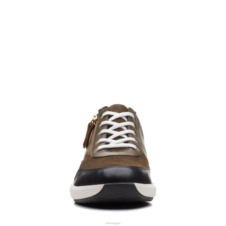 Clarks 0DX8L3047 clarks un rio zip lea oliva oscuro mujer hoja de oliva oscuro