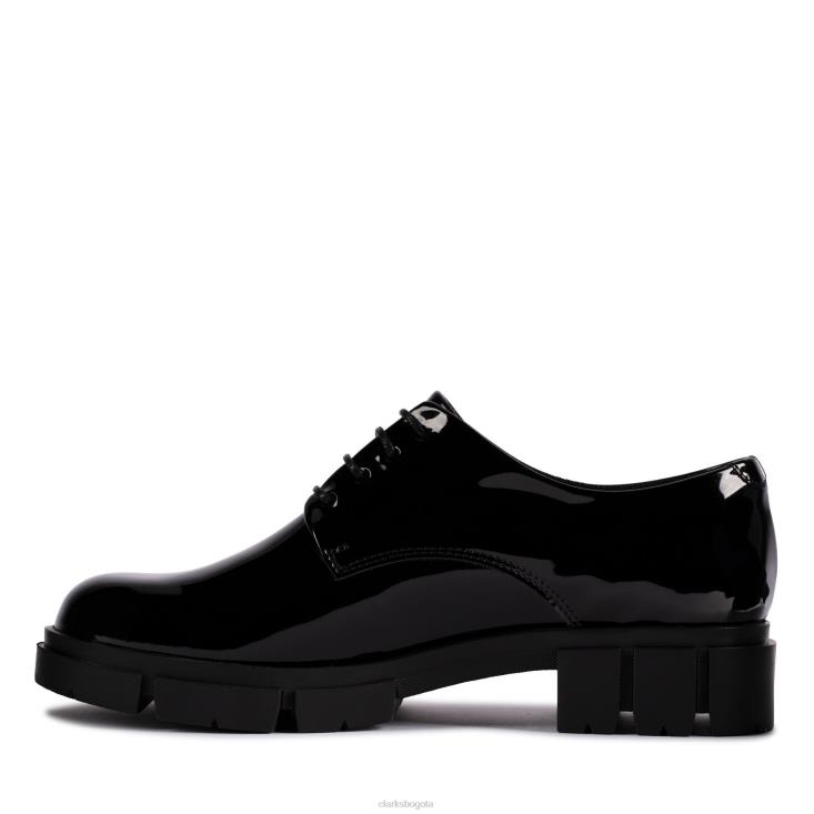 Clarks 0DX8L3085 clarks teala encaje negro pat mujer palmadita negra