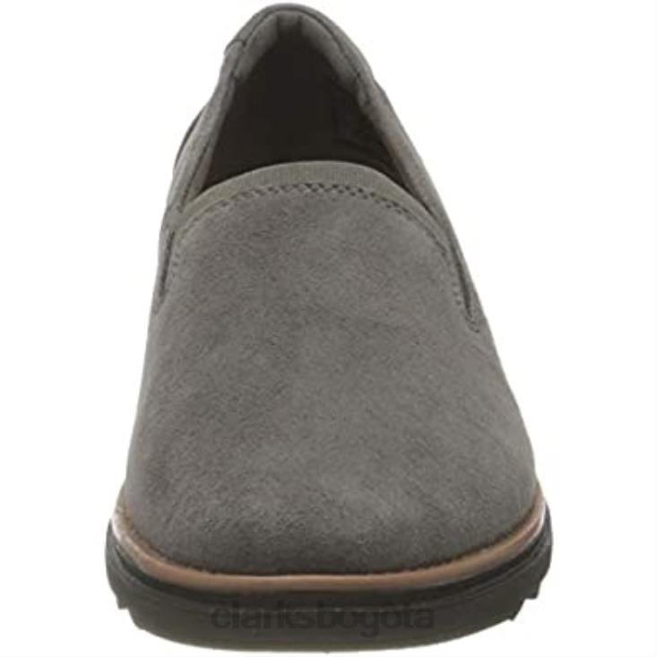 Clarks 0DX8L309 mocasín sharon dolly para mujer clarks gamuza gris w dark tan world mujer ante gris con mundo bronceado oscuro