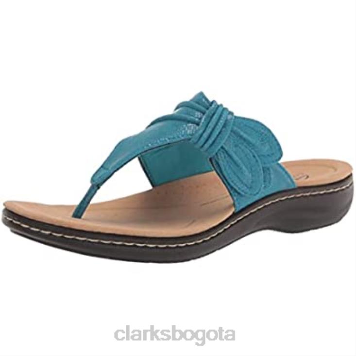 Clarks 0DX8L313 Sandalia plana laurieann rae de mujer textil turquesa de Clarks mujer