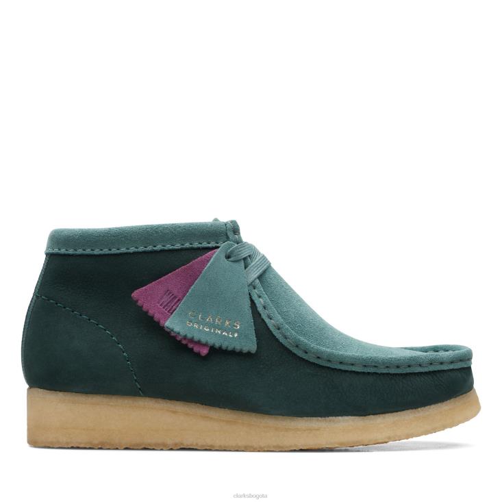 Clarks 0DX8L3138 Bota Clarks Wallabee Teal Combi mujer combinación verde azulado