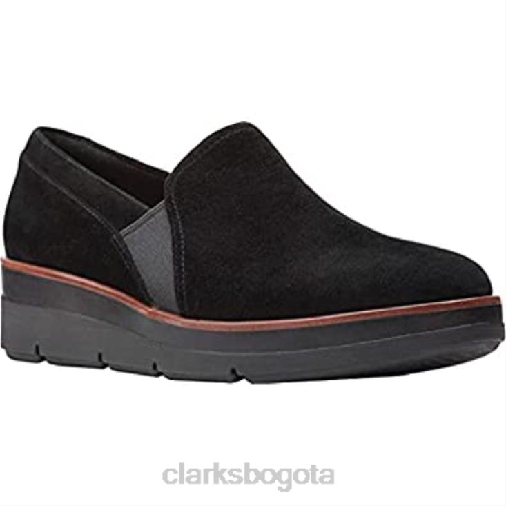 Clarks 0DX8L32 Clarks shaylave sin cordones de ante negro para mujer mujer