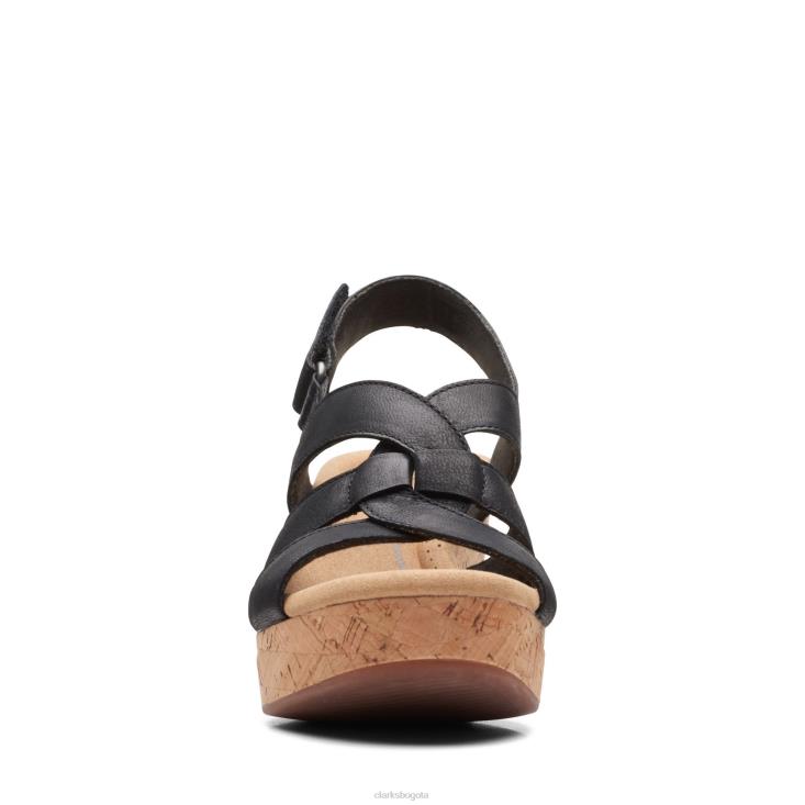 Clarks 0DX8L3211 Clarks de cuero negro Giselle Beach mujer cuero negro