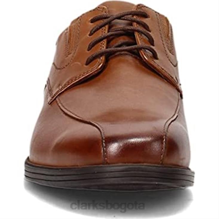Clarks 0DX8L323 Clarks Whiddon Pace Oxford de cuero tostado oscuro para hombre hombres