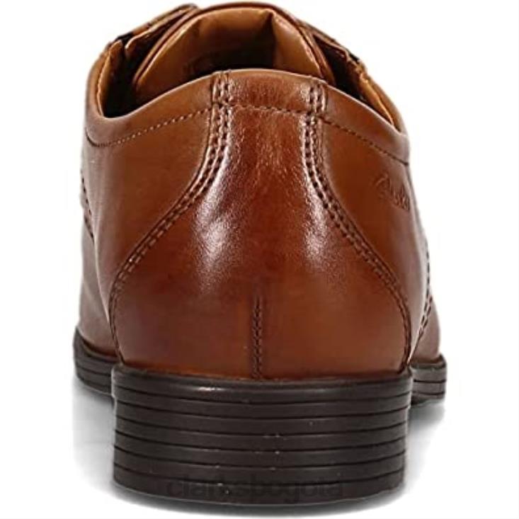 Clarks 0DX8L323 Clarks Whiddon Pace Oxford de cuero tostado oscuro para hombre hombres