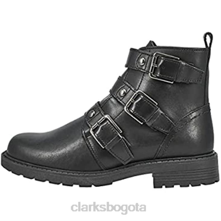 Clarks 0DX8L324 Bota de moto mujer piel negra orinoco2 con tachuelas clarks mujer cuero negro