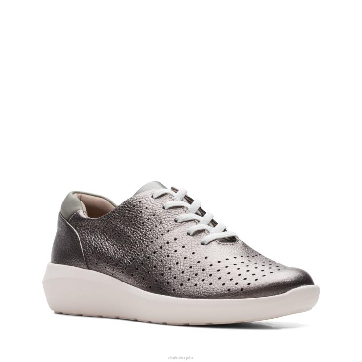 Clarks 0DX8L3262 clarks de cuero de peltre kayleigh aster mujer cuero peltre