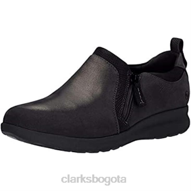 Clarks 0DX8L327 zapatilla con cremallera un adorn para mujer clarks combinación de gamuza de cuero negro mujer combinación de gamuza de cuero negro
