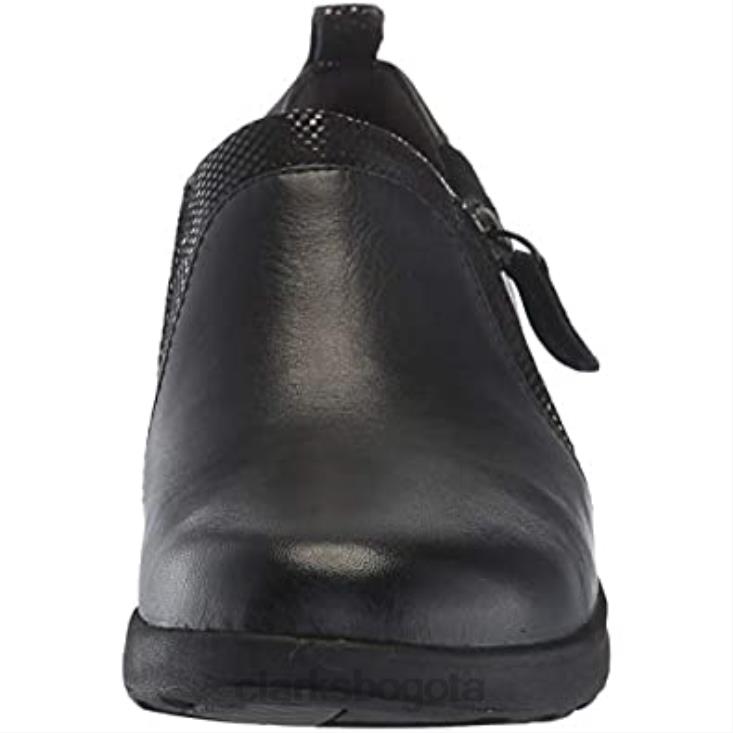Clarks 0DX8L327 zapatilla con cremallera un adorn para mujer clarks combinación de gamuza de cuero negro mujer combinación de gamuza de cuero negro