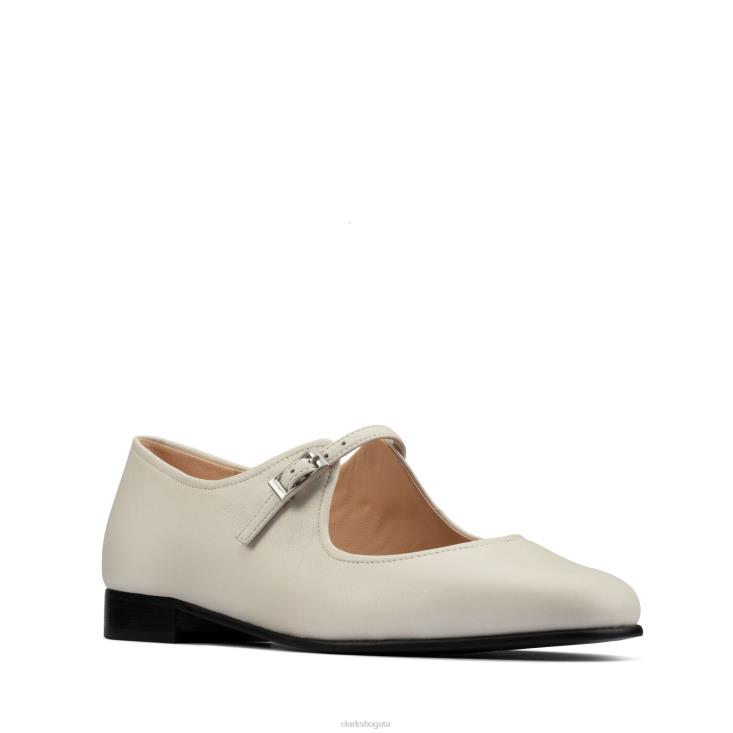 Clarks 0DX8L3270 Clarks de cuero blanco plano puro mujer cuero blanco