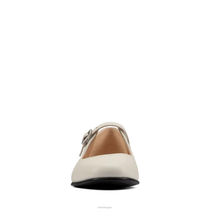 Clarks 0DX8L3270 Clarks de cuero blanco plano puro mujer cuero blanco
